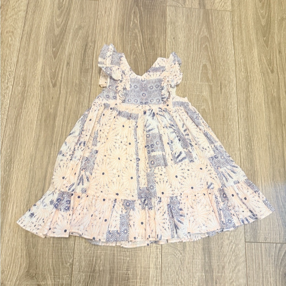 Pippa & Julie Baby Girl Blue Pink Patchwork Dress Size 12 Months